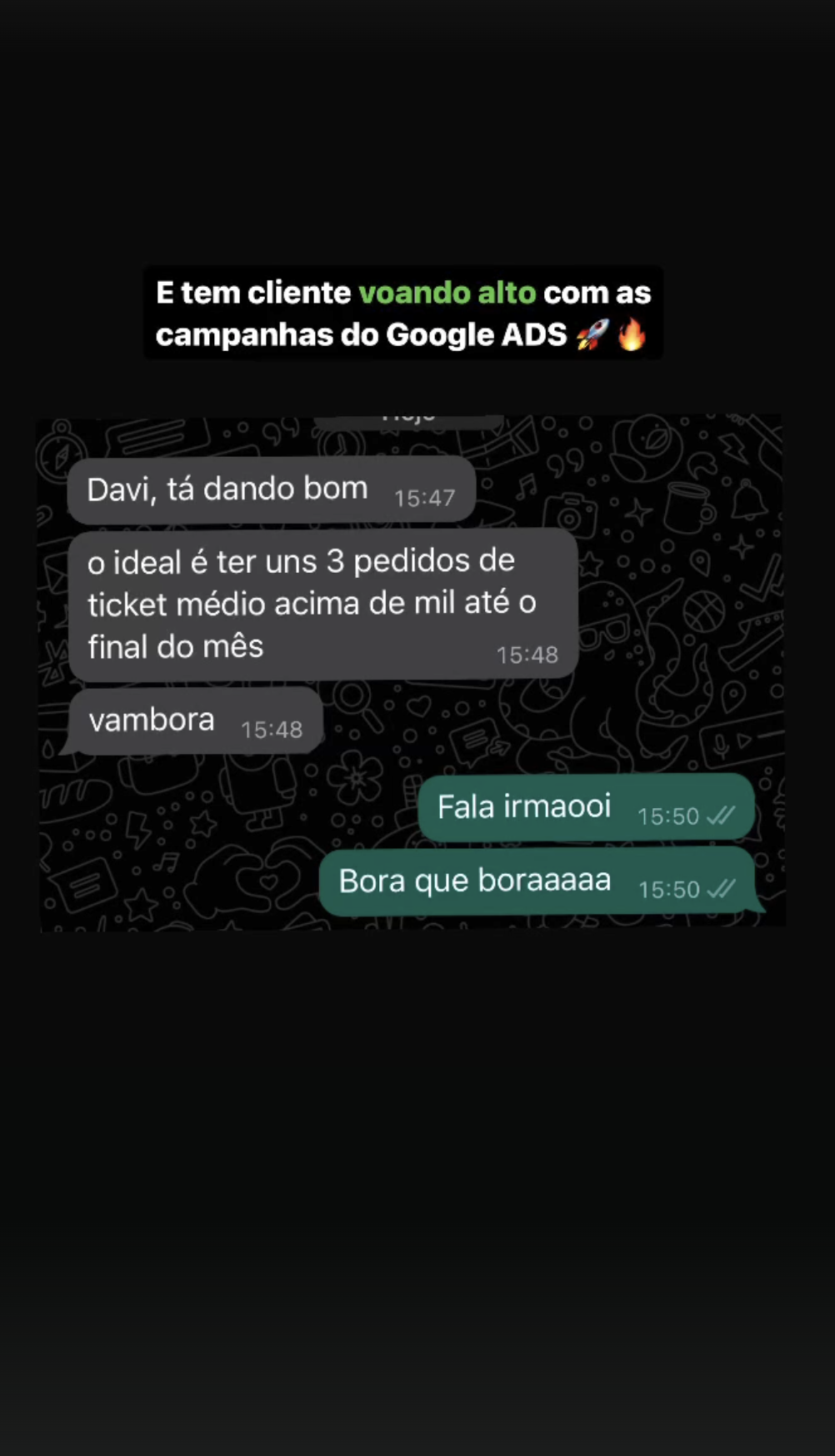 Feedback de cliente sobre pedidos gerados por Google Ads
