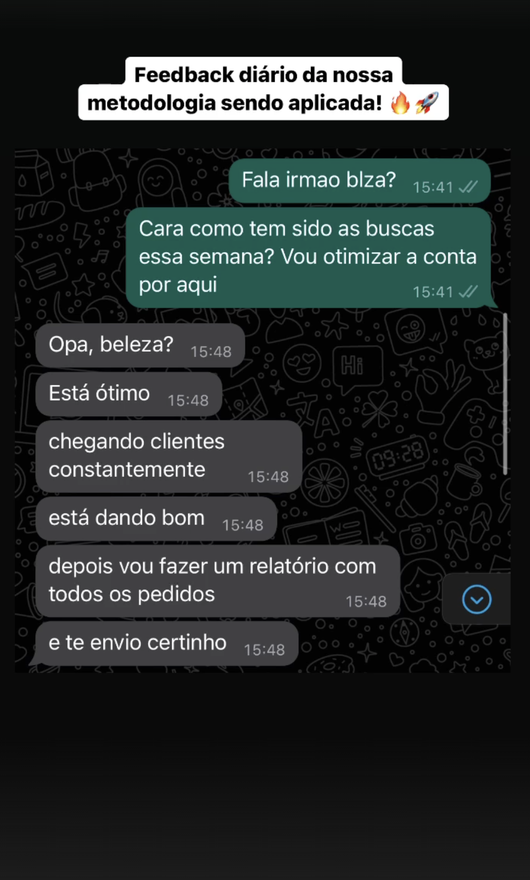 Feedback de cliente relatando chegada constante de clientes